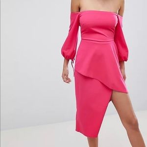 ASOS 
Bardot Midi Dress With Tiered Wrap Skirt